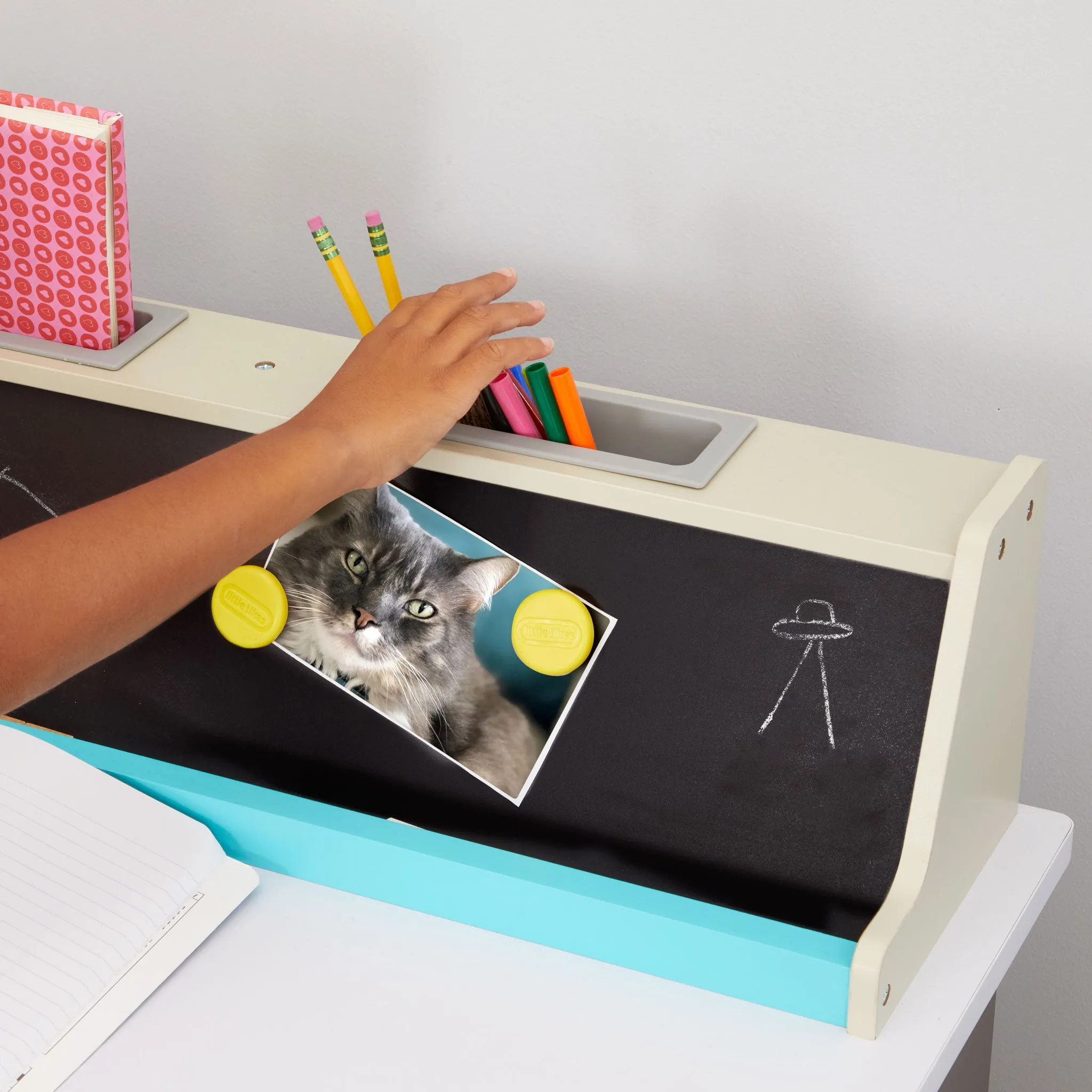 2-in-1 Chalkboard Desk – Wooden Desk with Magnetic Chalkboard, Storage, and Modern Design