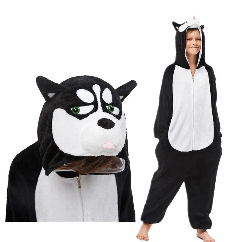 Adult Black Huskie Dog Onesie