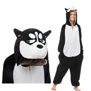 Adult Black Huskie Dog Onesie