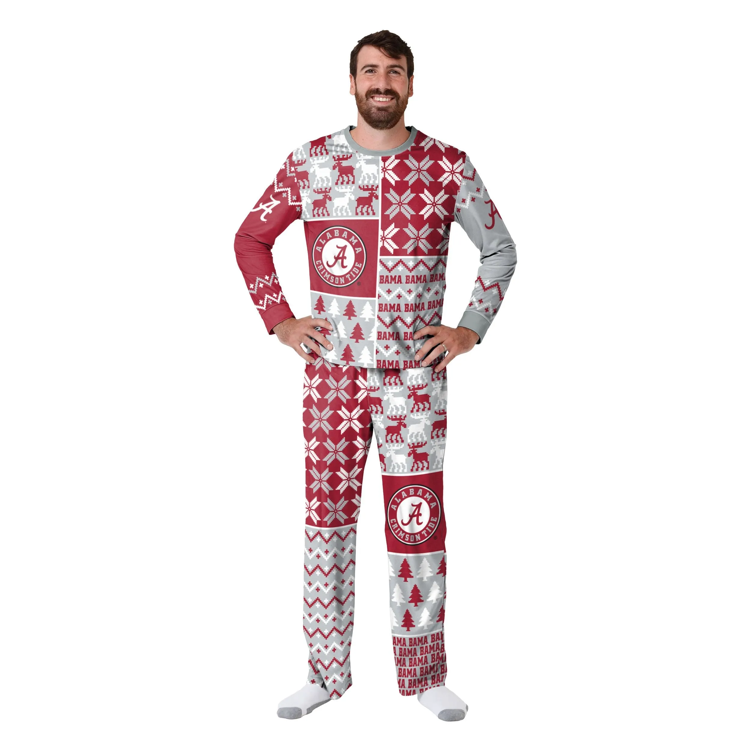 Alabama Crimson Tide NCAA Busy Block Family Holiday Pajamas