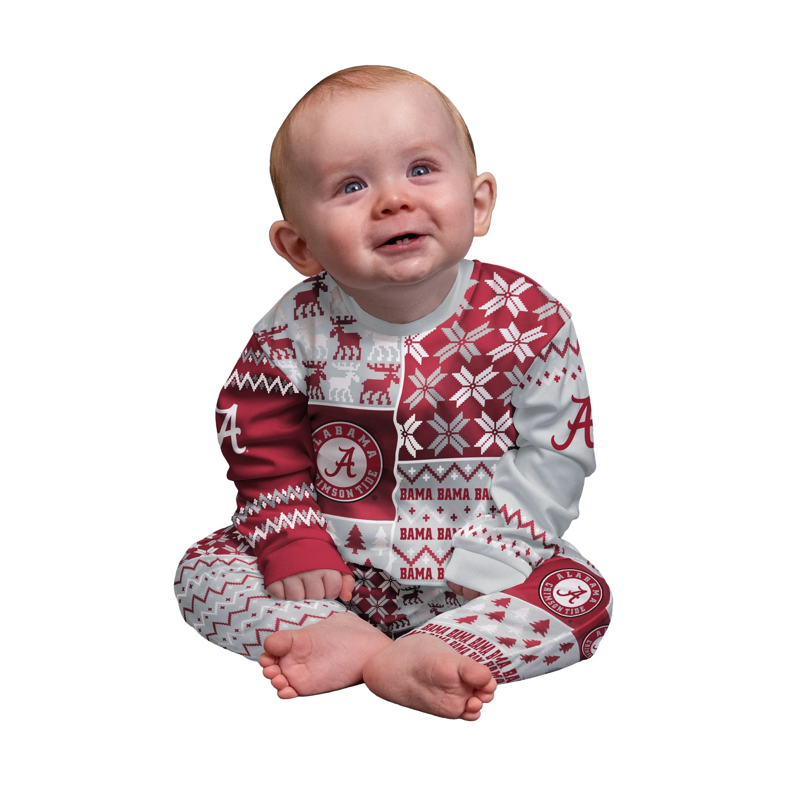 Alabama Crimson Tide NCAA Busy Block Family Holiday Pajamas