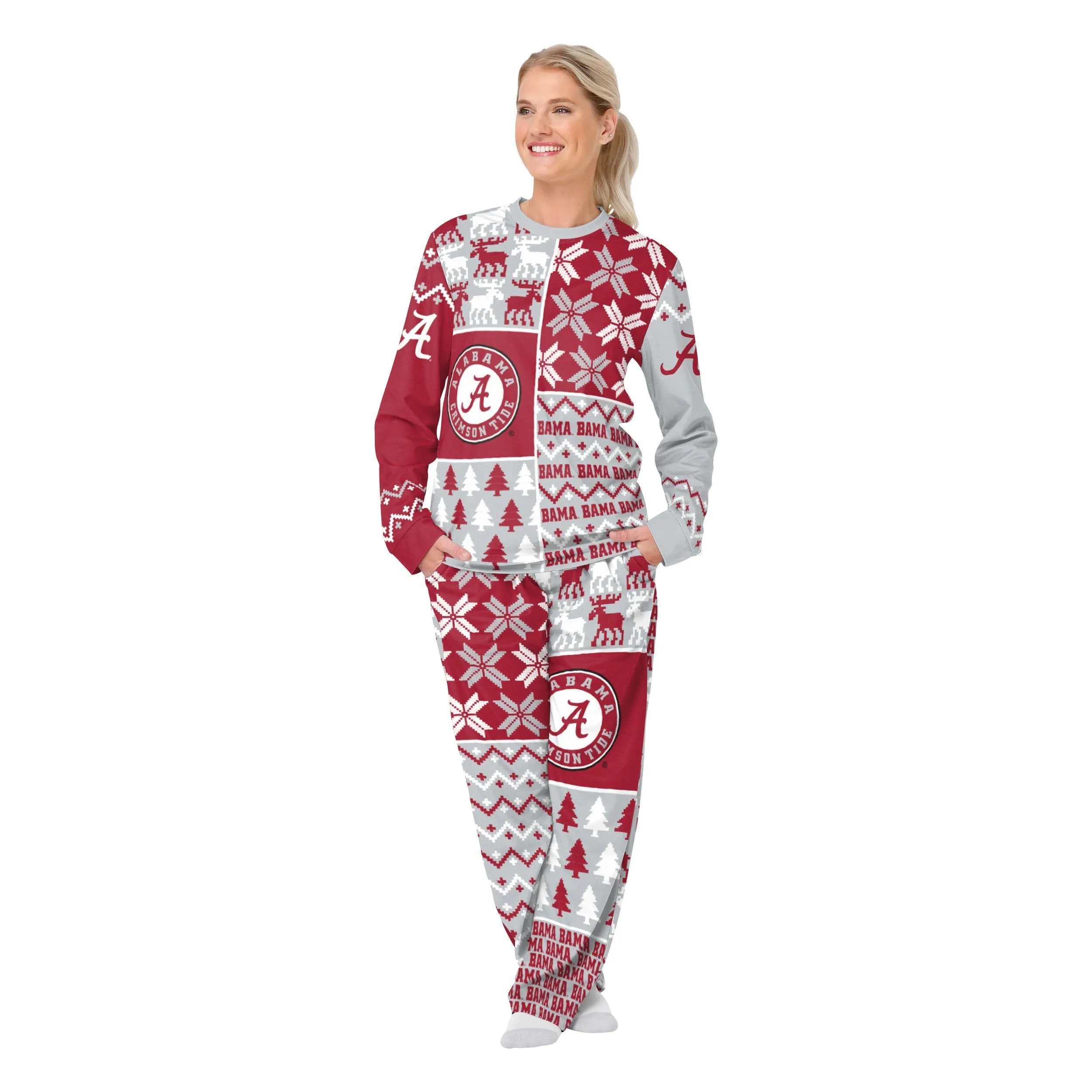 Alabama Crimson Tide NCAA Busy Block Family Holiday Pajamas