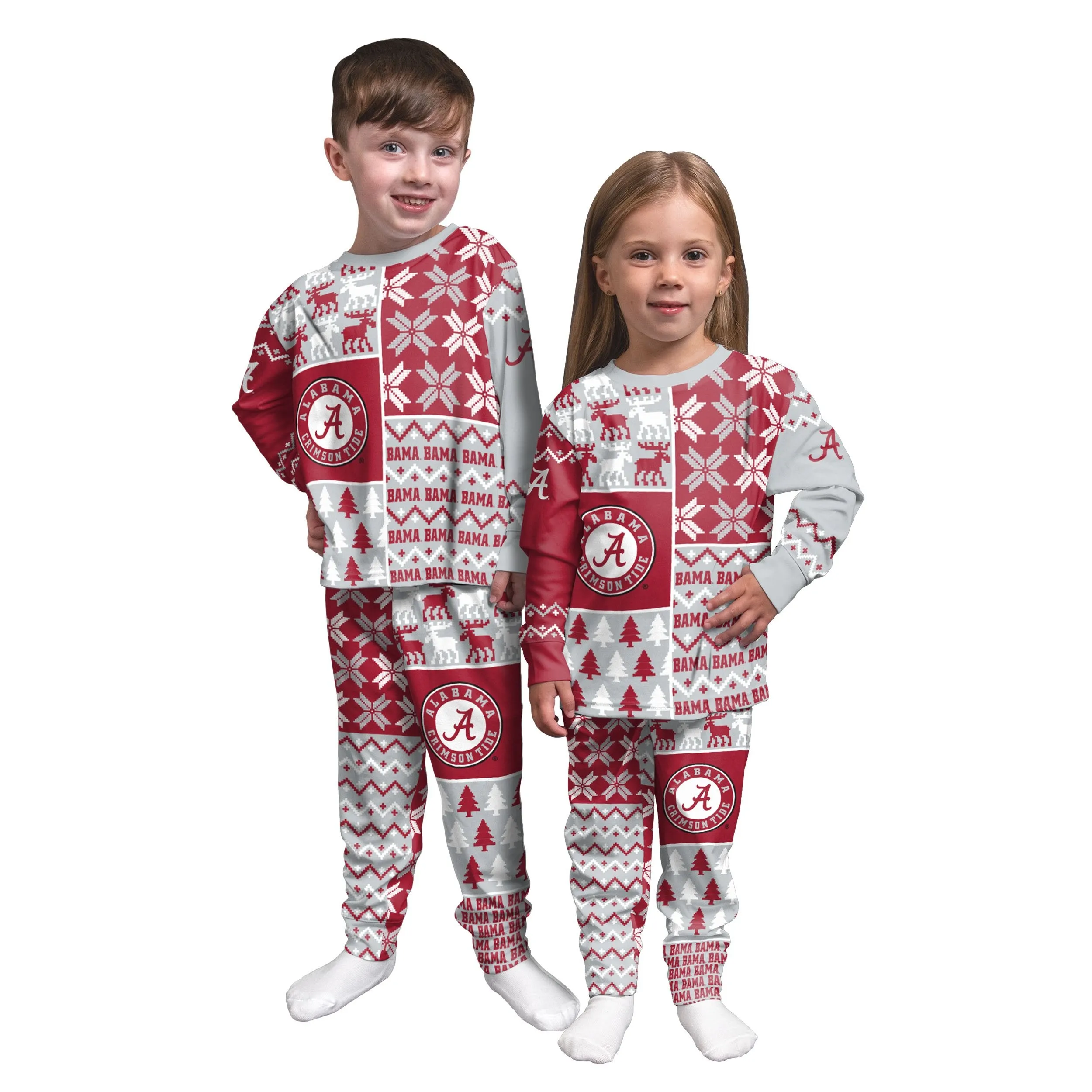 Alabama Crimson Tide NCAA Busy Block Family Holiday Pajamas