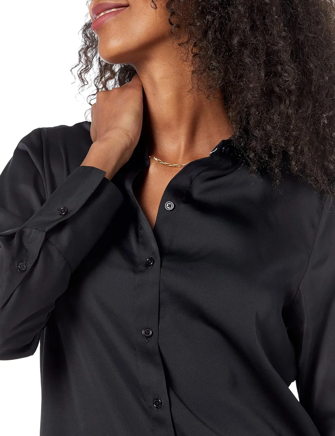 Amazon Essentials Women's Classic-Fit Satin Button Down Blouse (Available in Plus Size)