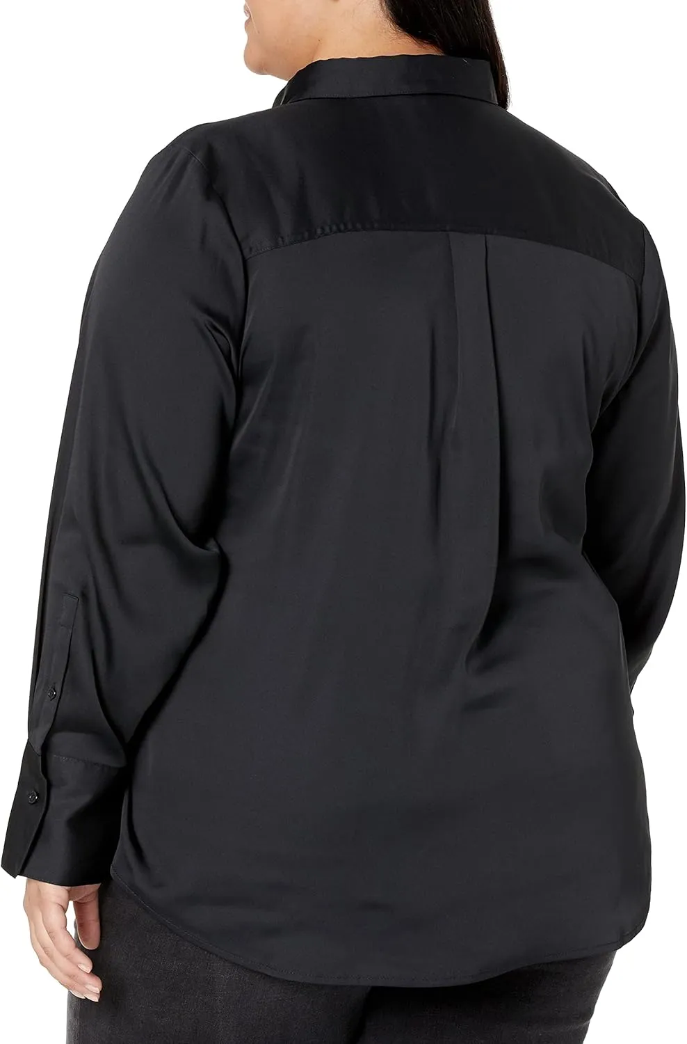 Amazon Essentials Women's Classic-Fit Satin Button Down Blouse (Available in Plus Size)