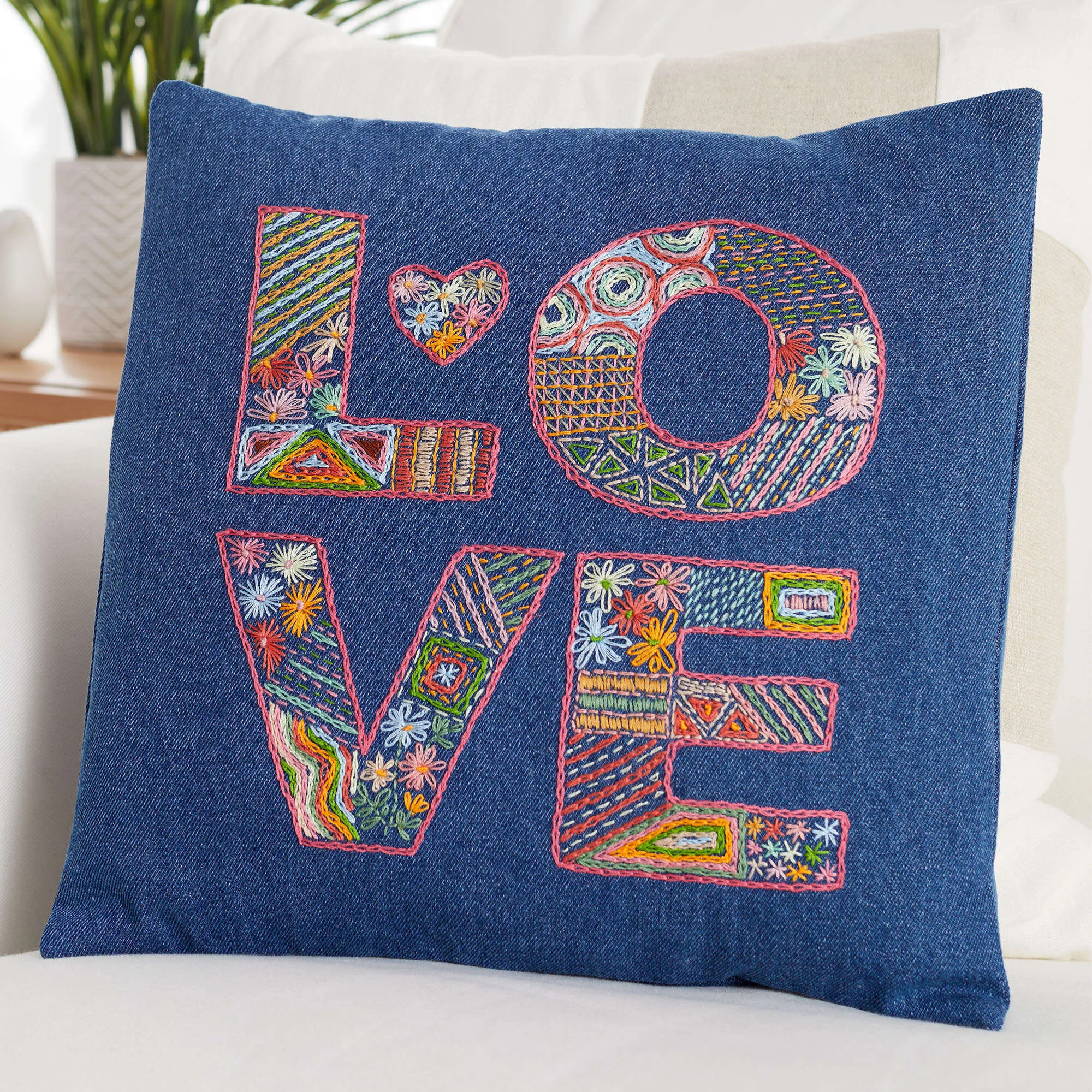 Anchor Embroidery Hand Embroidered Love Pillow