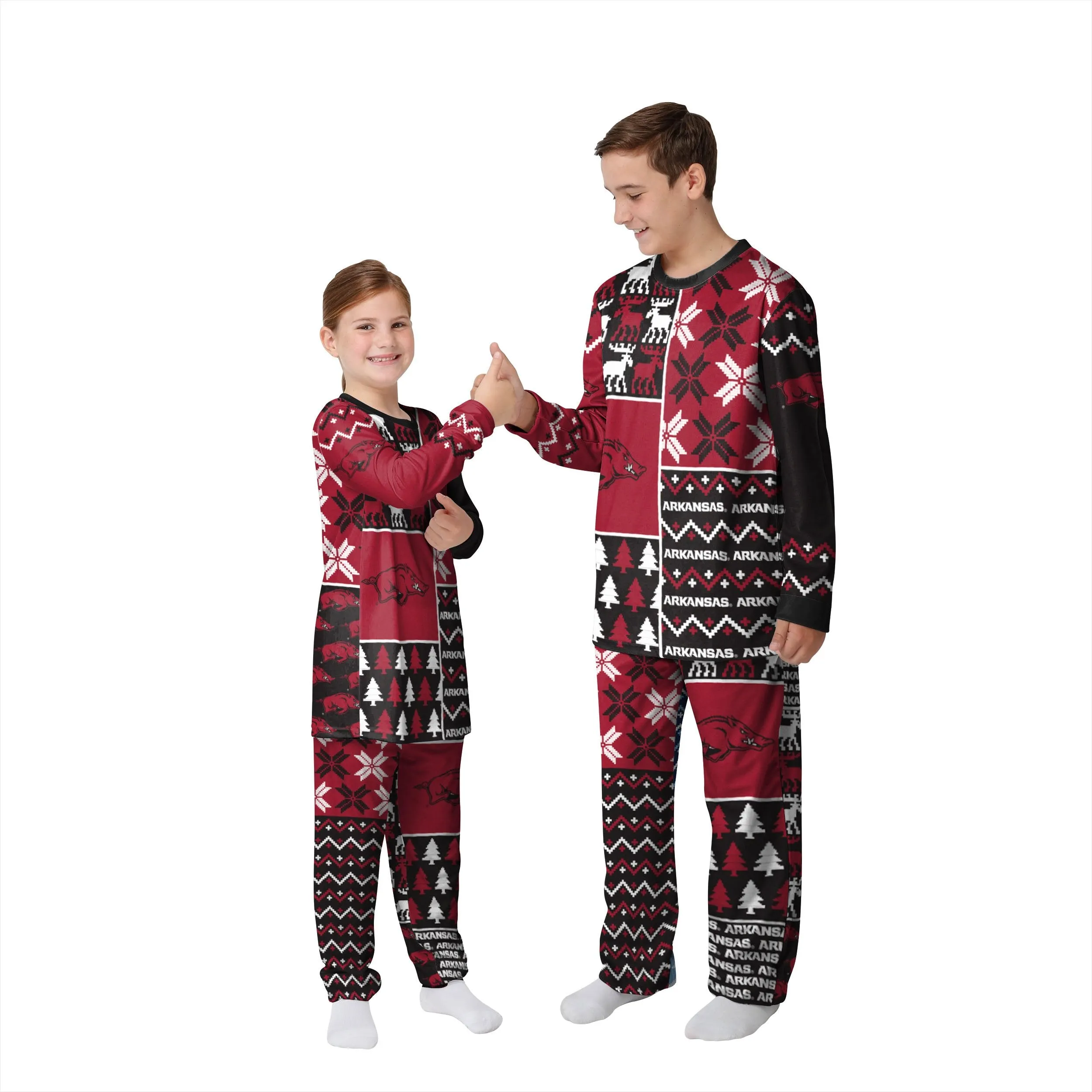 Arkansas Razorbacks NCAA Busy Block Family Holiday Pajamas