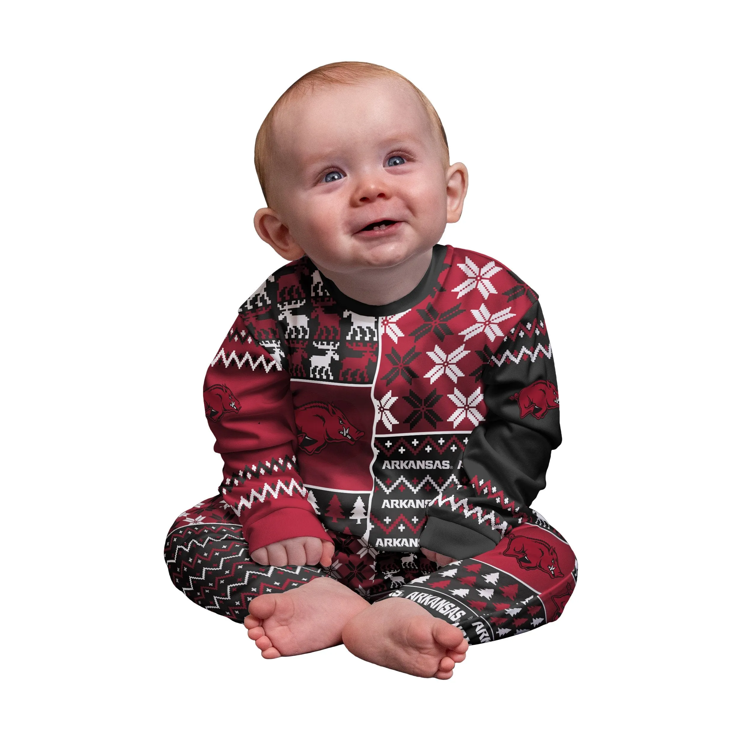 Arkansas Razorbacks NCAA Busy Block Family Holiday Pajamas