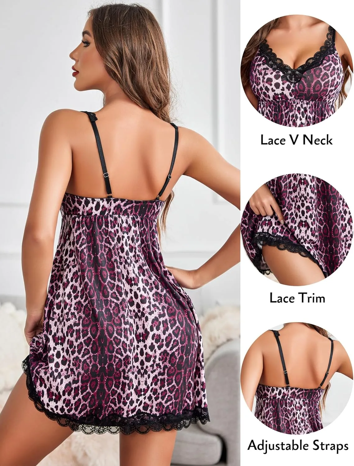 Avidlove Women Sexy Sleepwear Lace Chemise Nightgown Full Slip Babydoll Sleepwear