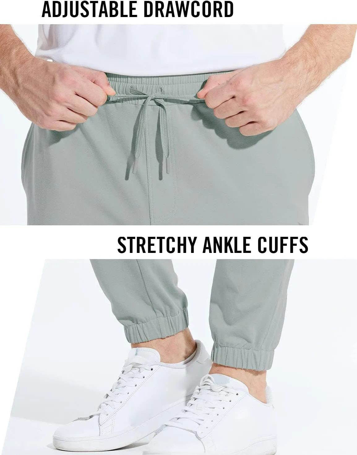 baleaf Men's 27" Cotton Sweatpants Sports Running Hiking Joggers Pants Lightweight Lounge Pocketed Pajamas 7/8 Length