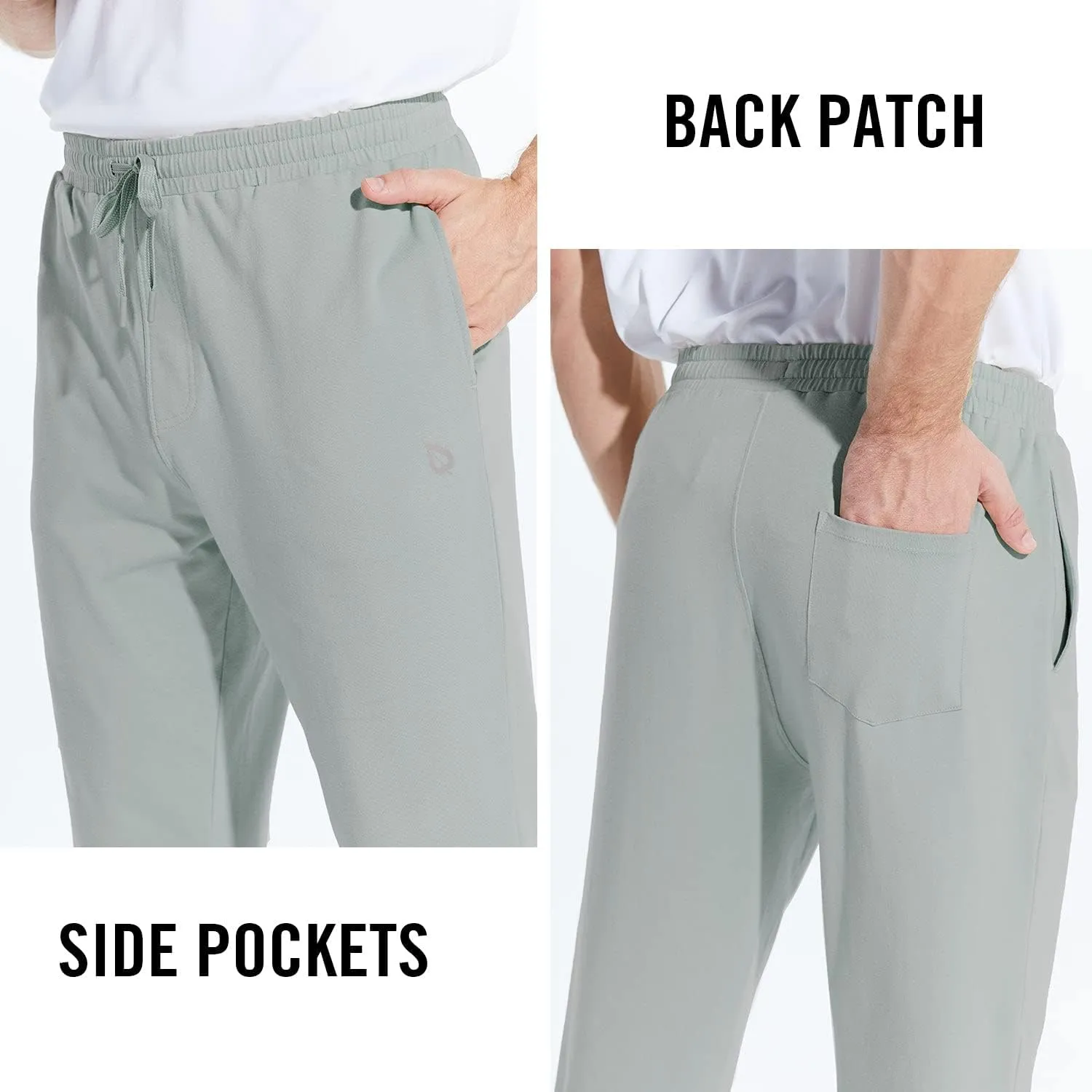 baleaf Men's 27" Cotton Sweatpants Sports Running Hiking Joggers Pants Lightweight Lounge Pocketed Pajamas 7/8 Length