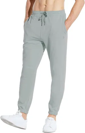 baleaf Men's 27" Cotton Sweatpants Sports Running Hiking Joggers Pants Lightweight Lounge Pocketed Pajamas 7/8 Length