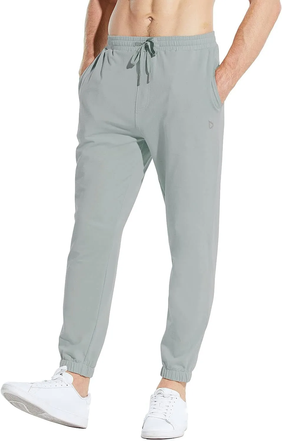 baleaf Men's 27" Cotton Sweatpants Sports Running Hiking Joggers Pants Lightweight Lounge Pocketed Pajamas 7/8 Length