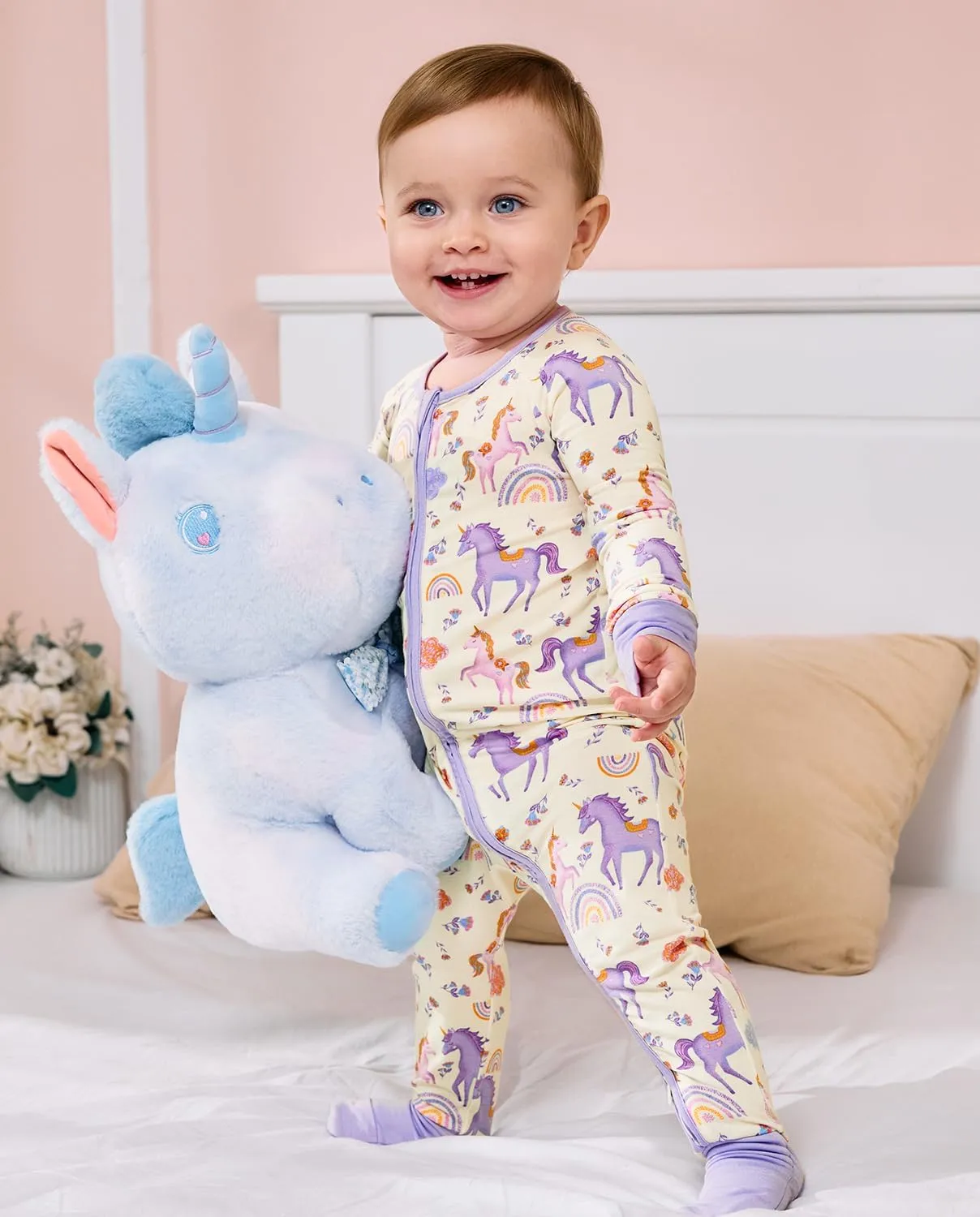 Bamboo Viscose Convertible Baby Footies Pajamas, footies for babies, Zipper Pajamas Baby Girls 0-24M