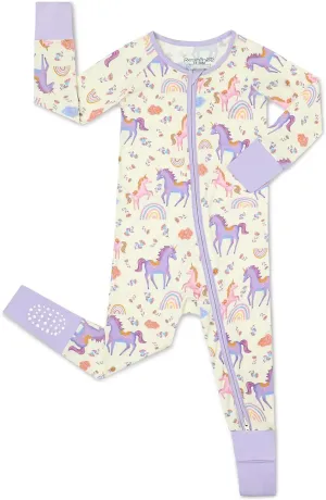 Bamboo Viscose Convertible Baby Footies Pajamas, footies for babies, Zipper Pajamas Baby Girls 0-24M