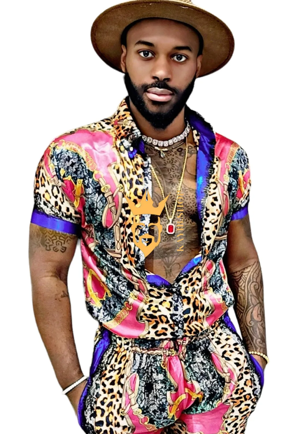 Beachwear Men's Luxury Silk Dress Set Outfits - Stand out in style with the iconic Barocco print - Experience high-quality comfort and personalized fit