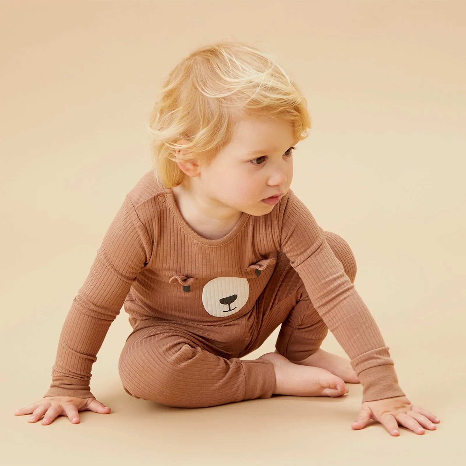Bear Print & Ribbed Pajamas 2 Pack