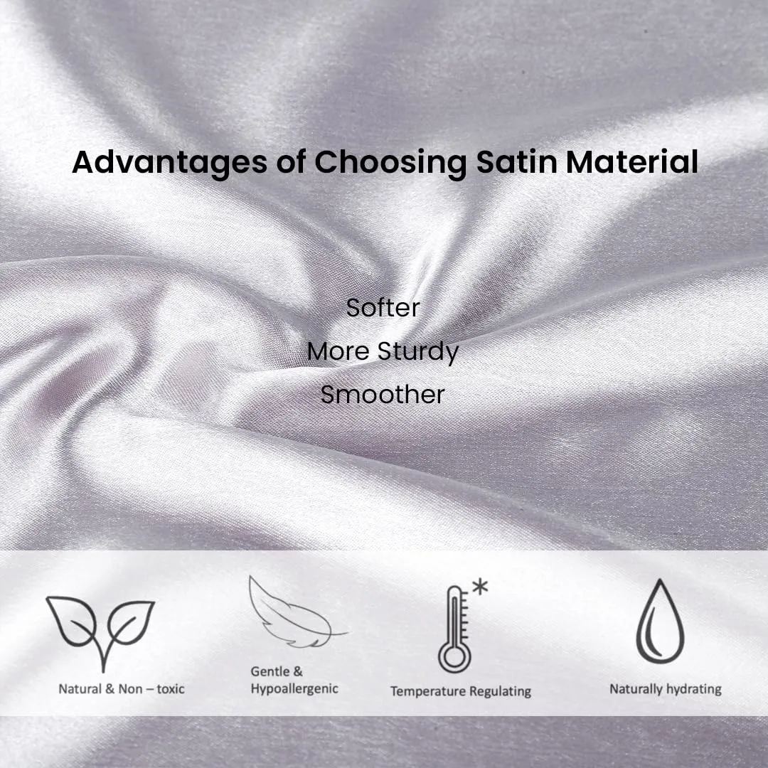 BePlush Satin Pillow Cover Set of 2 | Satin Silk Pillow Cases for Hair and Skin | Soft and Comfortable Sleeping Pillow Covers | White, Pack of 2.