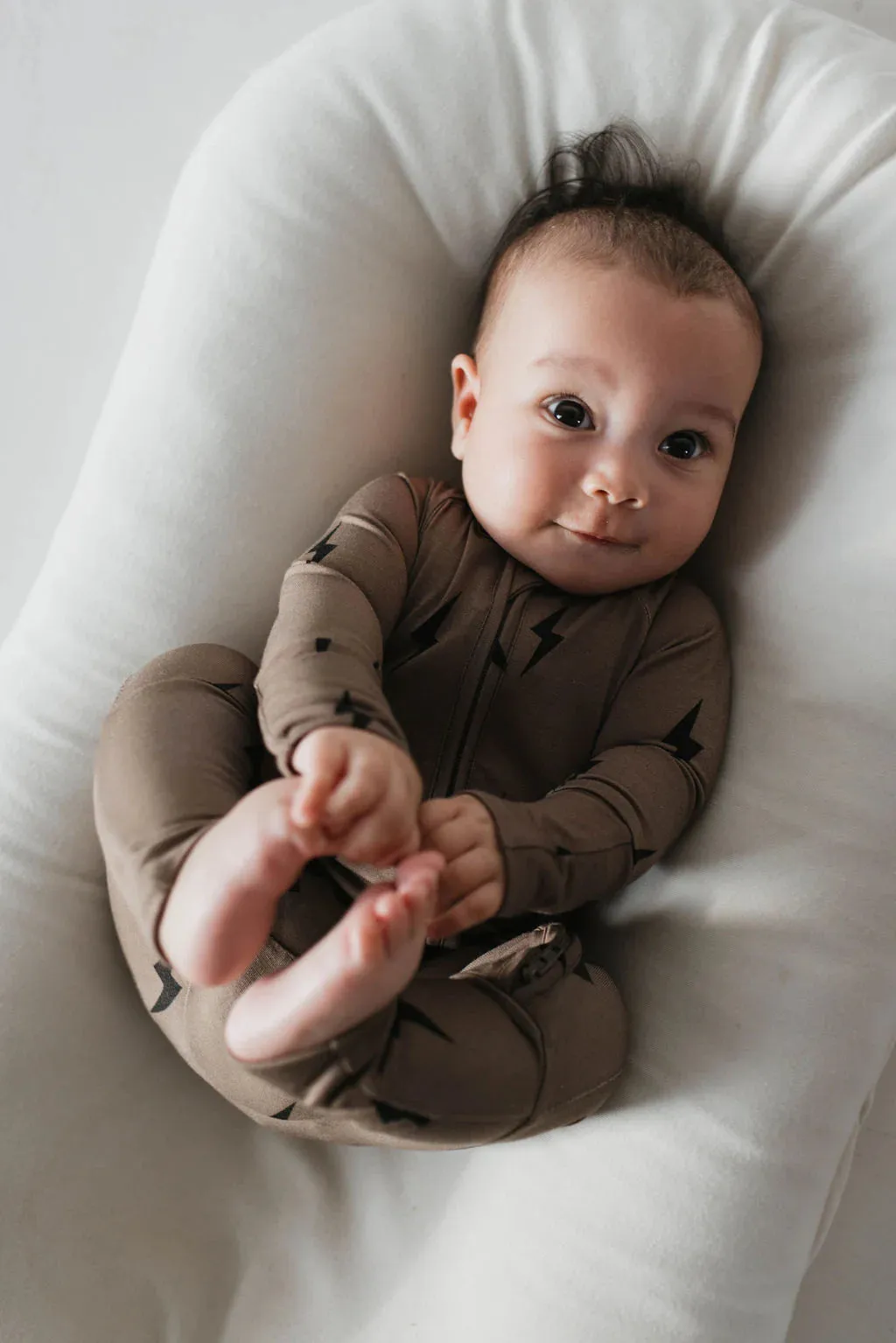Black   Brown Lightening Bolt Double Zip PJ