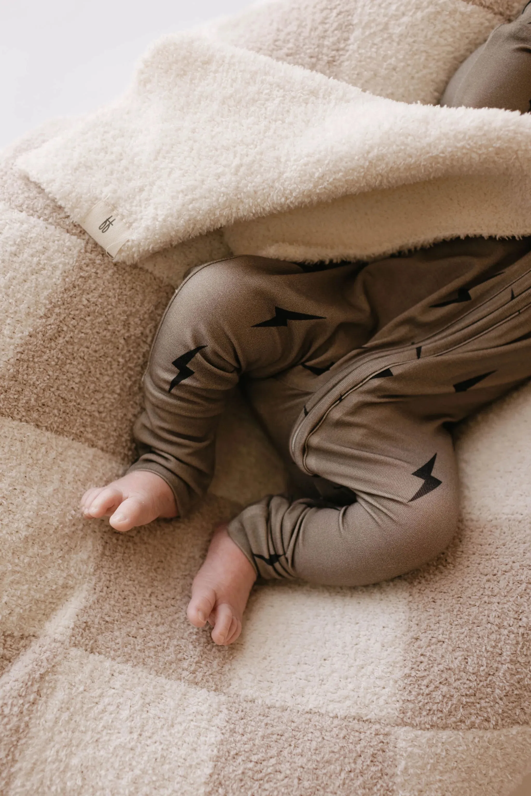 Black   Brown Lightening Bolt Double Zip PJ