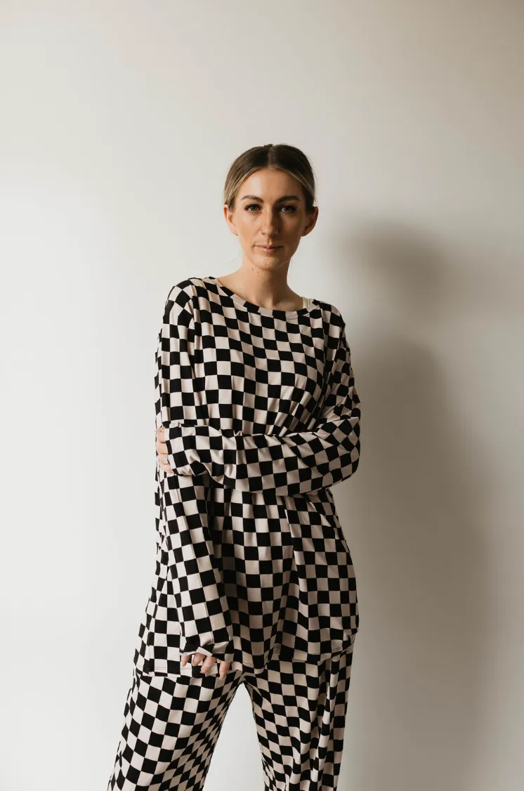 Black Checker  | Adult  Bamboo Pajamas