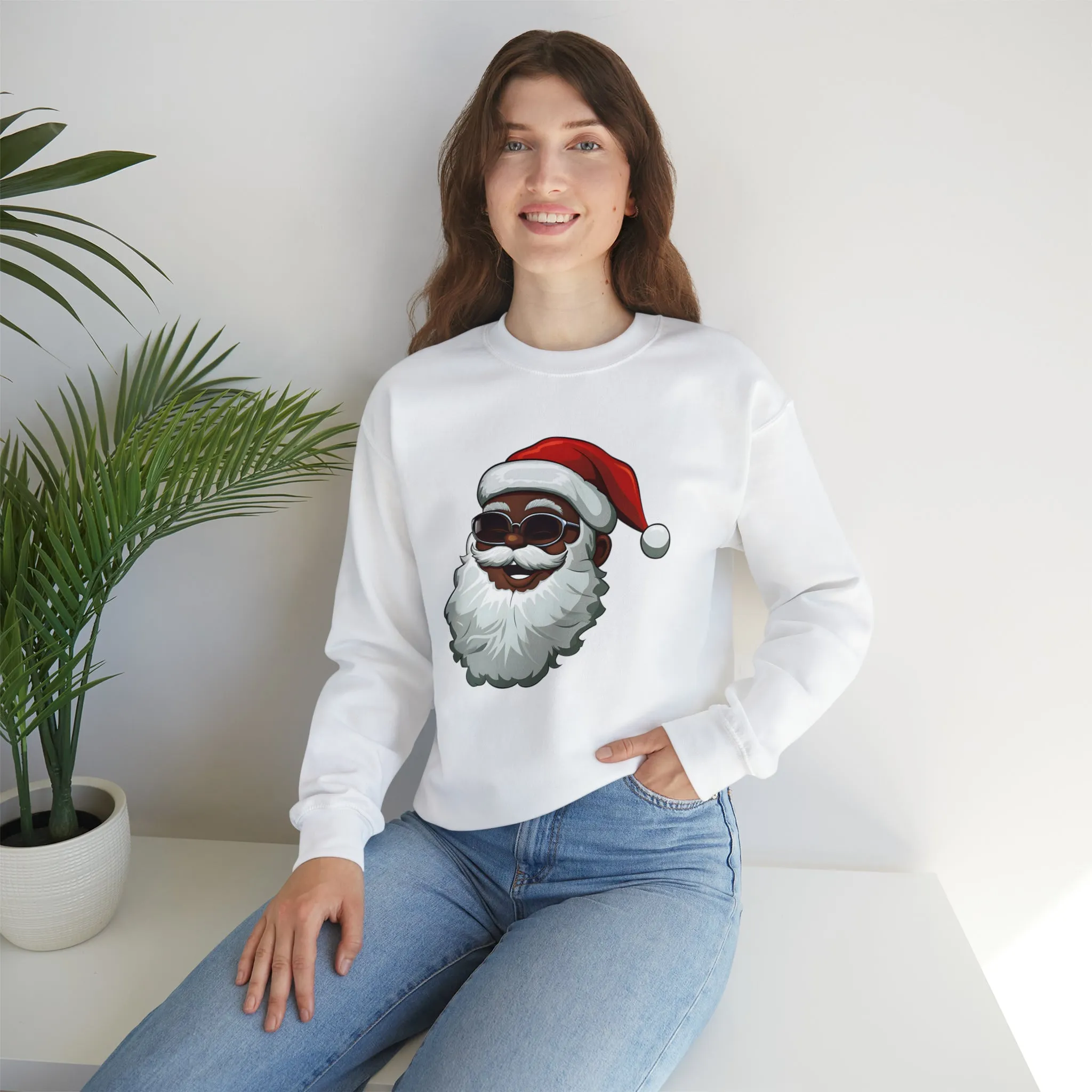 Black Santa Claus Sweatshirt | Christmas in July Santa sweatshirt | Retro Black Santa Sweater | Vintage Black Santa Christmas Shirt