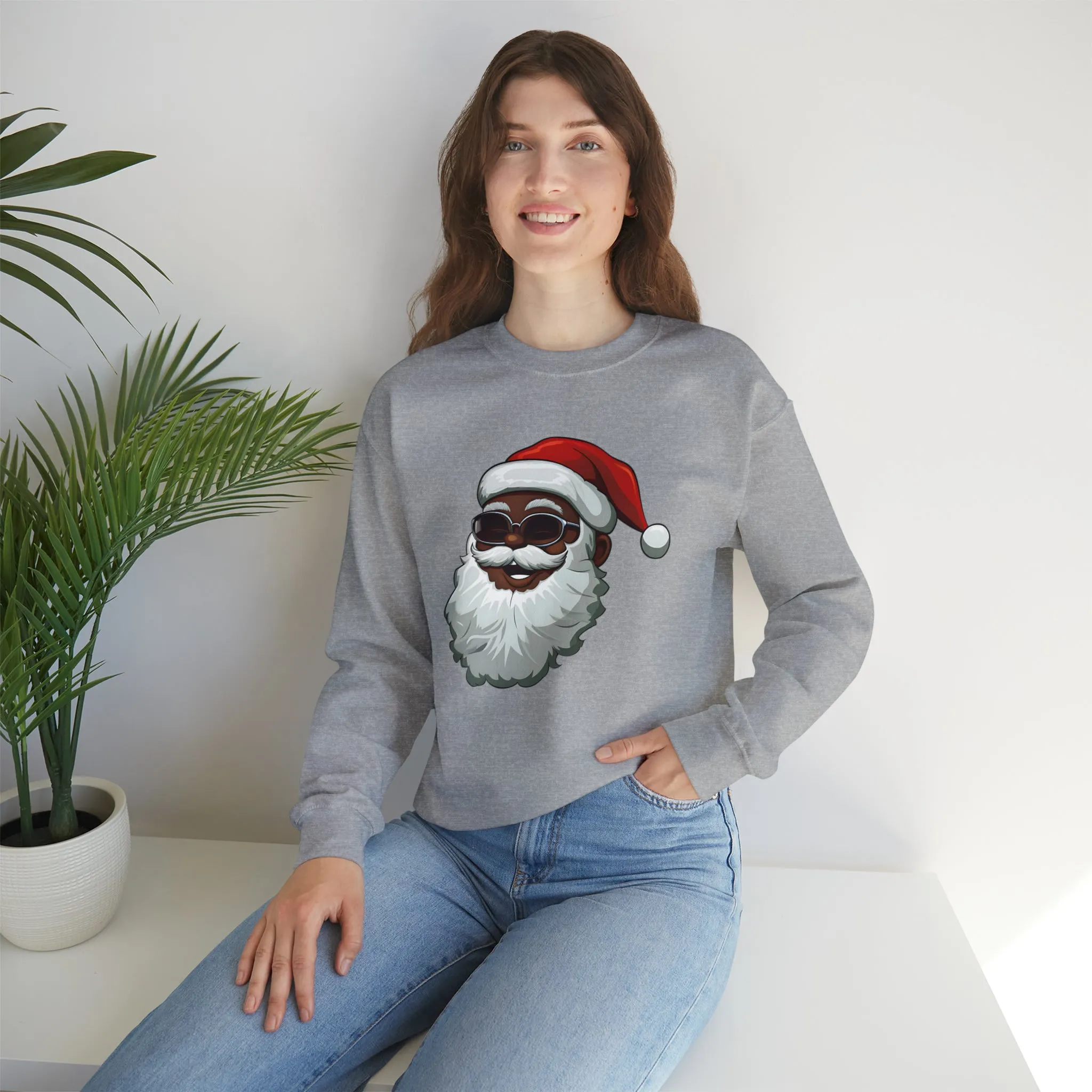 Black Santa Claus Sweatshirt | Christmas in July Santa sweatshirt | Retro Black Santa Sweater | Vintage Black Santa Christmas Shirt