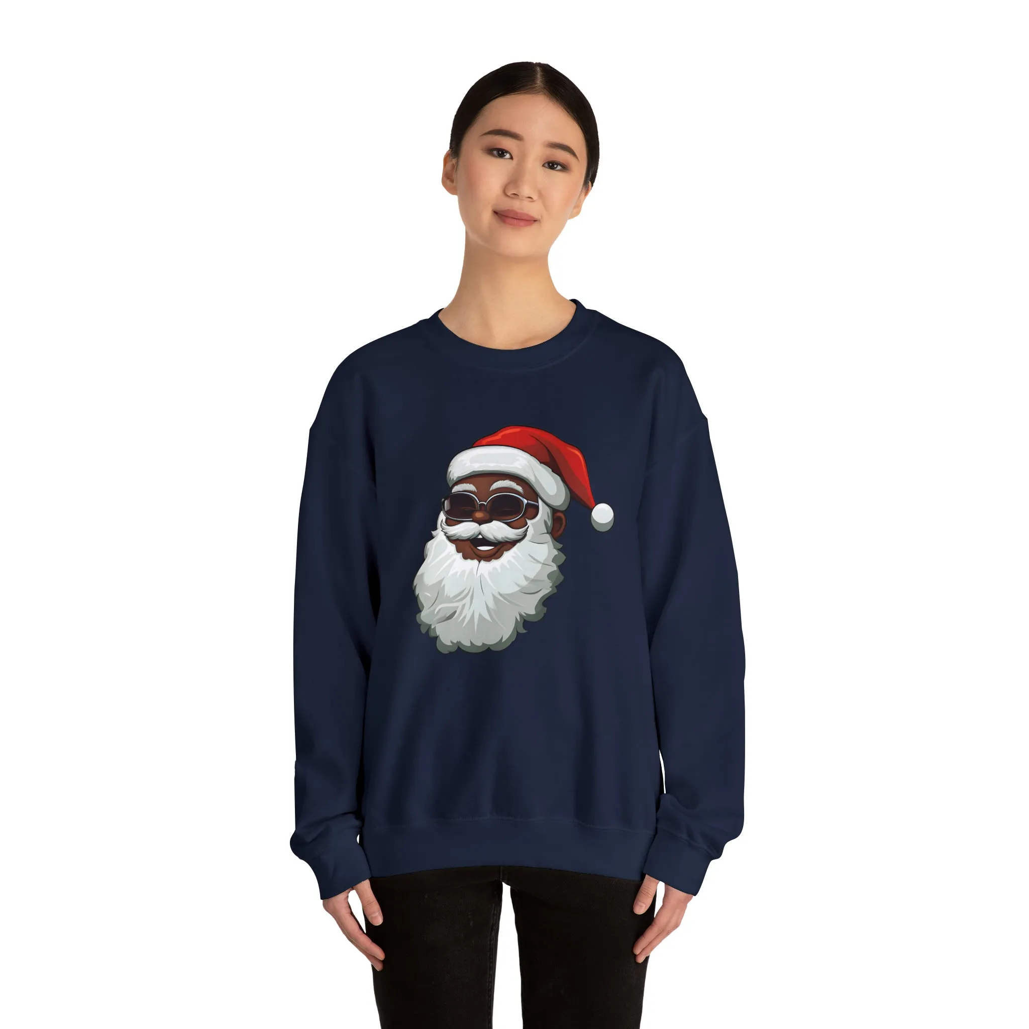 Black Santa Claus Sweatshirt | Christmas in July Santa sweatshirt | Retro Black Santa Sweater | Vintage Black Santa Christmas Shirt