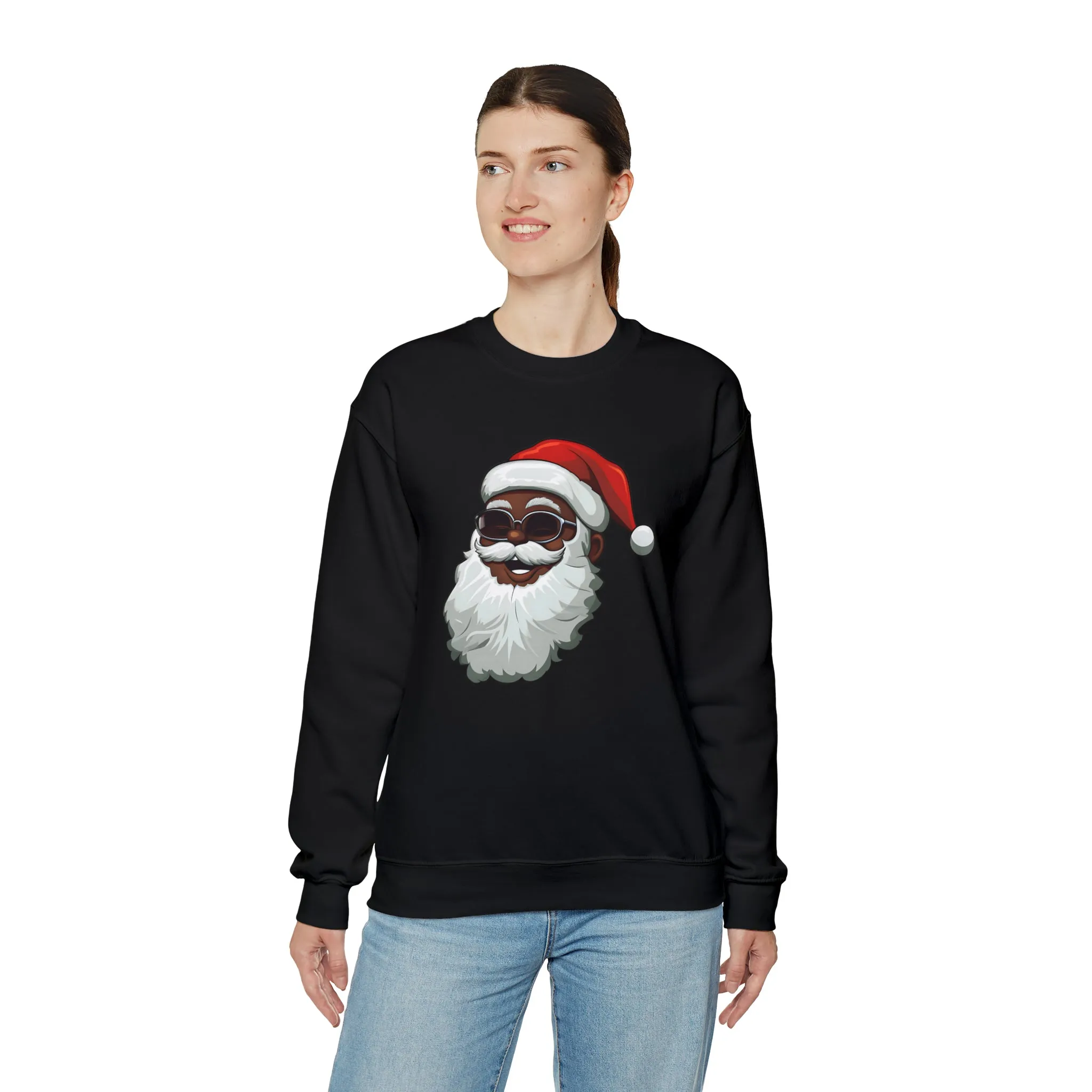 Black Santa Claus Sweatshirt | Christmas in July Santa sweatshirt | Retro Black Santa Sweater | Vintage Black Santa Christmas Shirt