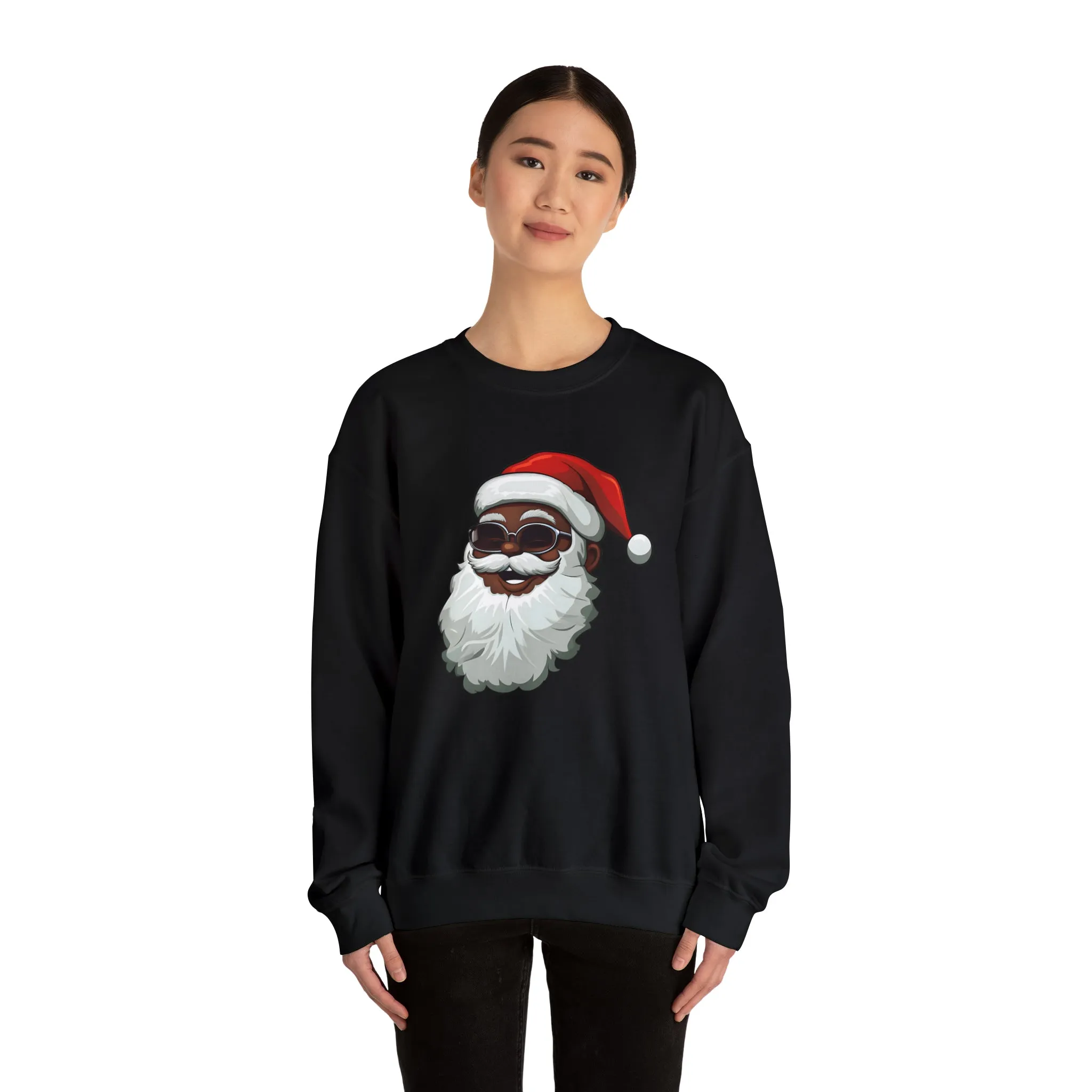 Black Santa Claus Sweatshirt | Christmas in July Santa sweatshirt | Retro Black Santa Sweater | Vintage Black Santa Christmas Shirt