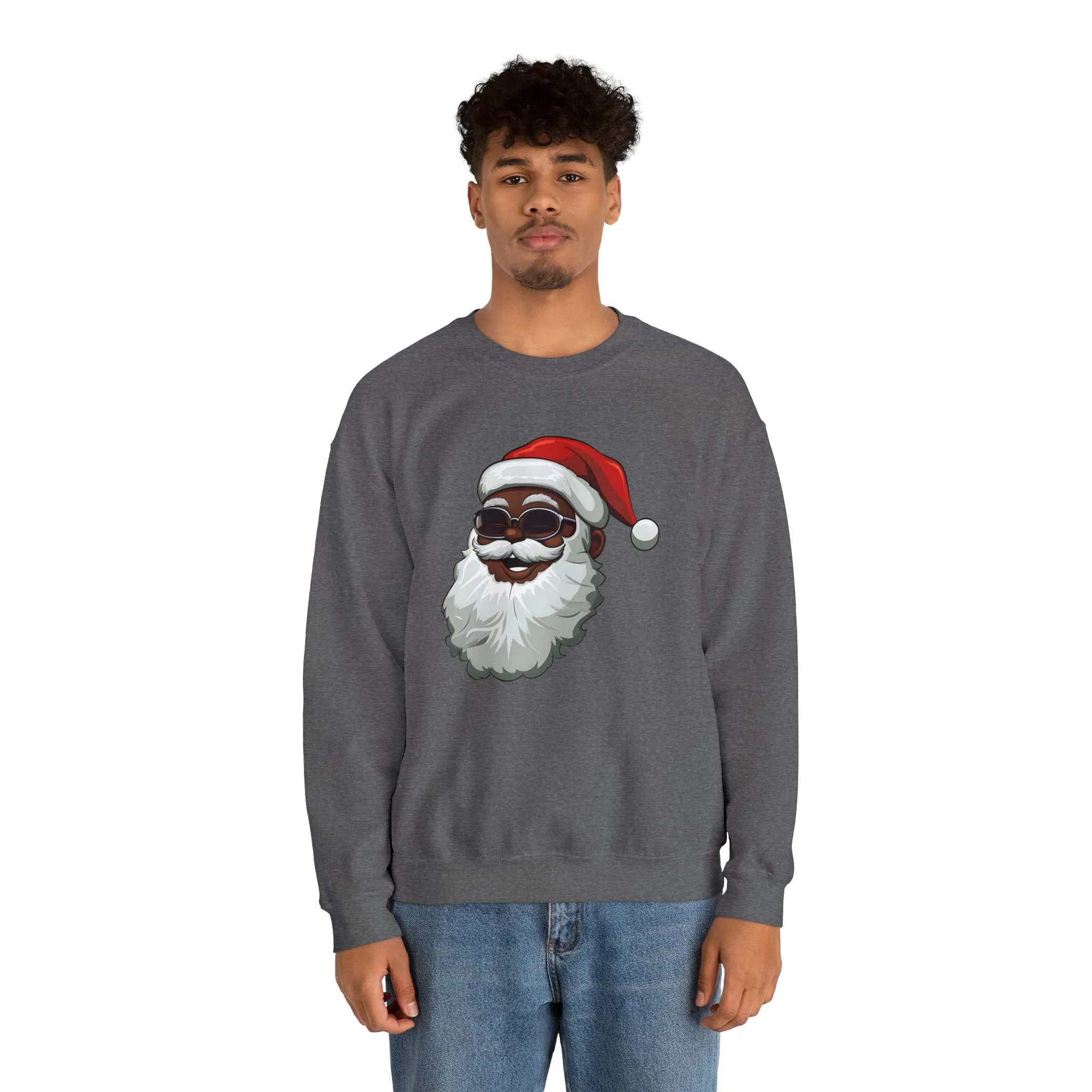 Black Santa Claus Sweatshirt | Christmas in July Santa sweatshirt | Retro Black Santa Sweater | Vintage Black Santa Christmas Shirt
