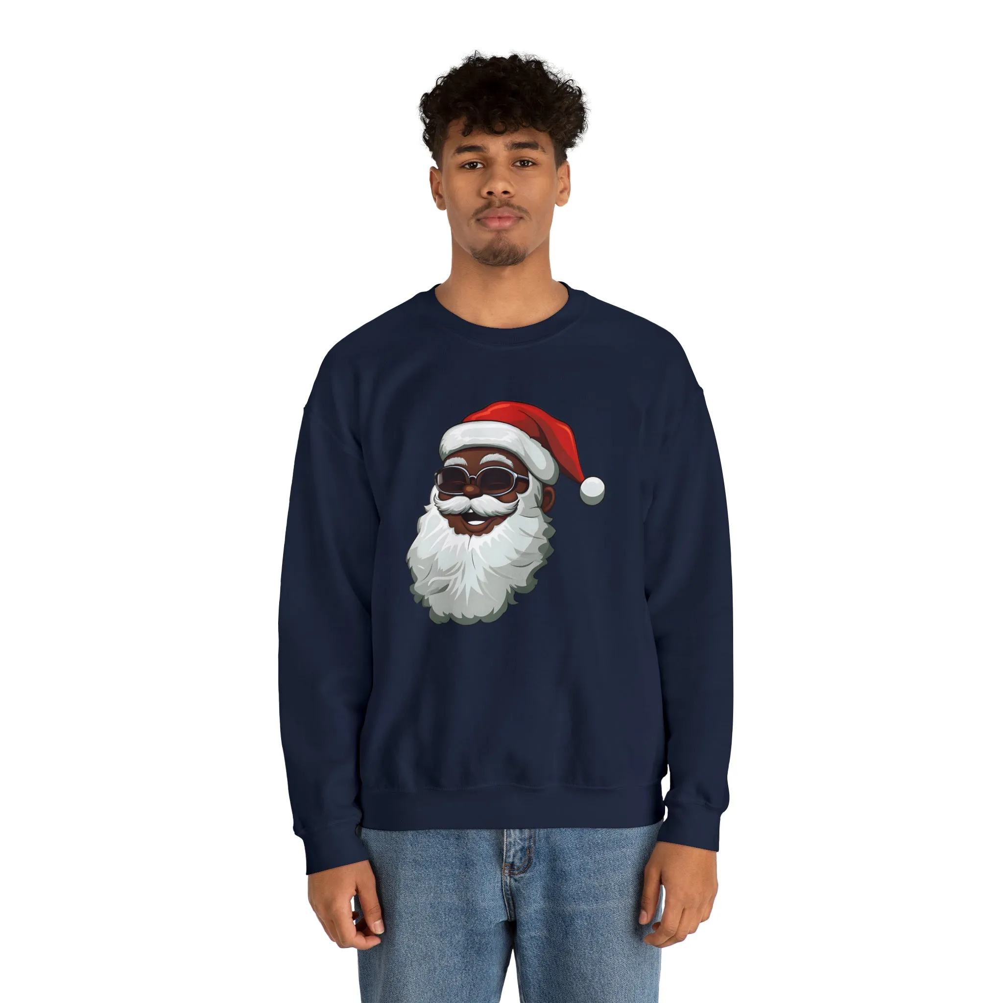 Black Santa Claus Sweatshirt | Christmas in July Santa sweatshirt | Retro Black Santa Sweater | Vintage Black Santa Christmas Shirt