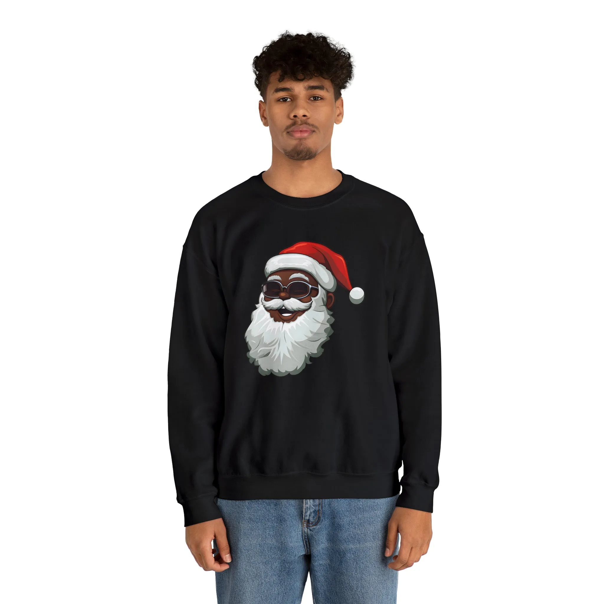 Black Santa Claus Sweatshirt | Christmas in July Santa sweatshirt | Retro Black Santa Sweater | Vintage Black Santa Christmas Shirt