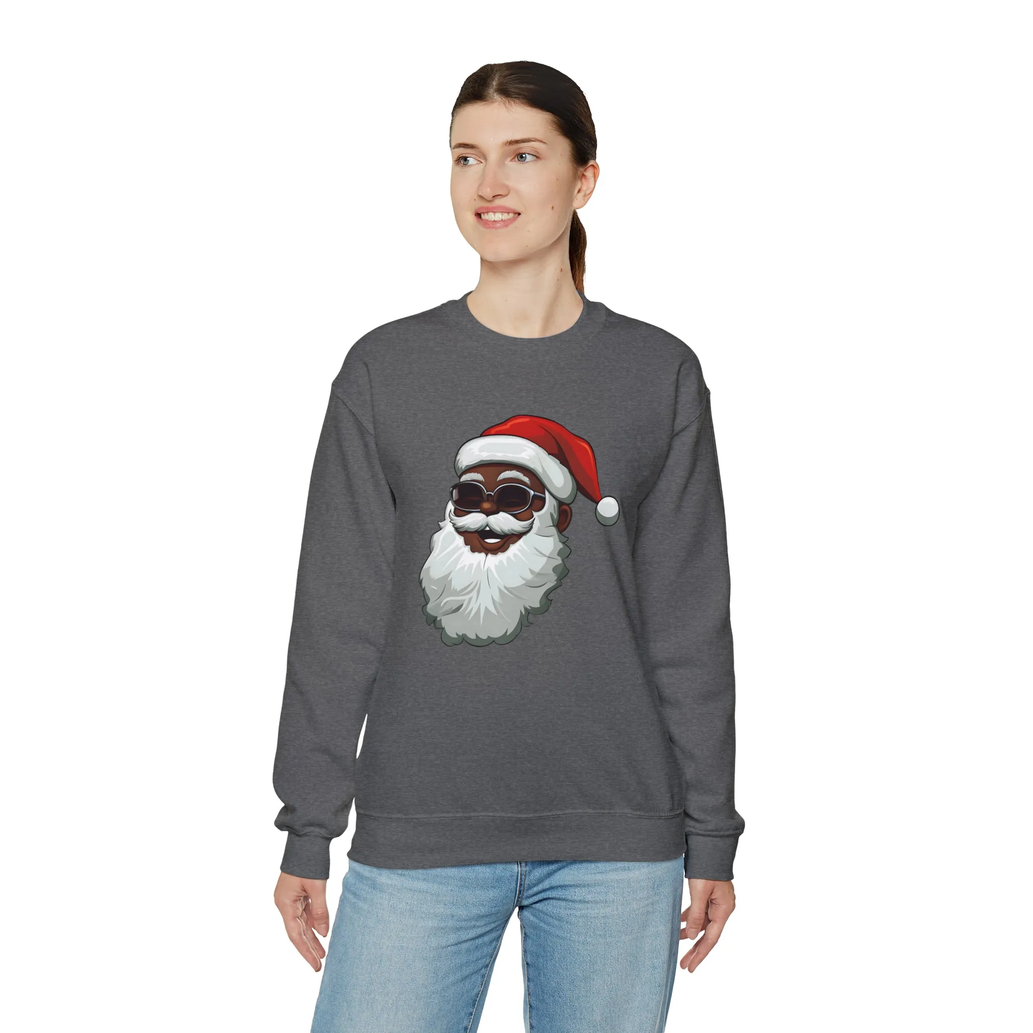 Black Santa Claus Sweatshirt | Christmas in July Santa sweatshirt | Retro Black Santa Sweater | Vintage Black Santa Christmas Shirt