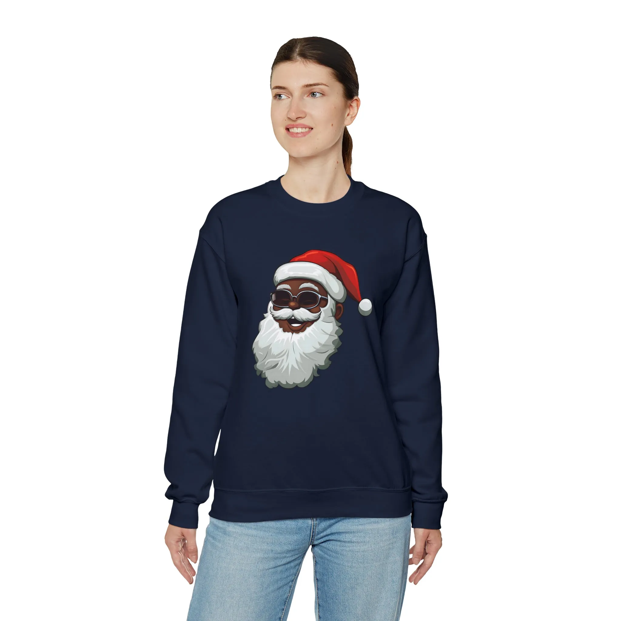 Black Santa Claus Sweatshirt | Christmas in July Santa sweatshirt | Retro Black Santa Sweater | Vintage Black Santa Christmas Shirt