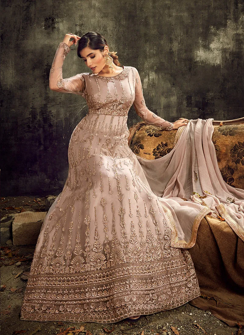 Blush Pink Embroidered Anarkali Suit