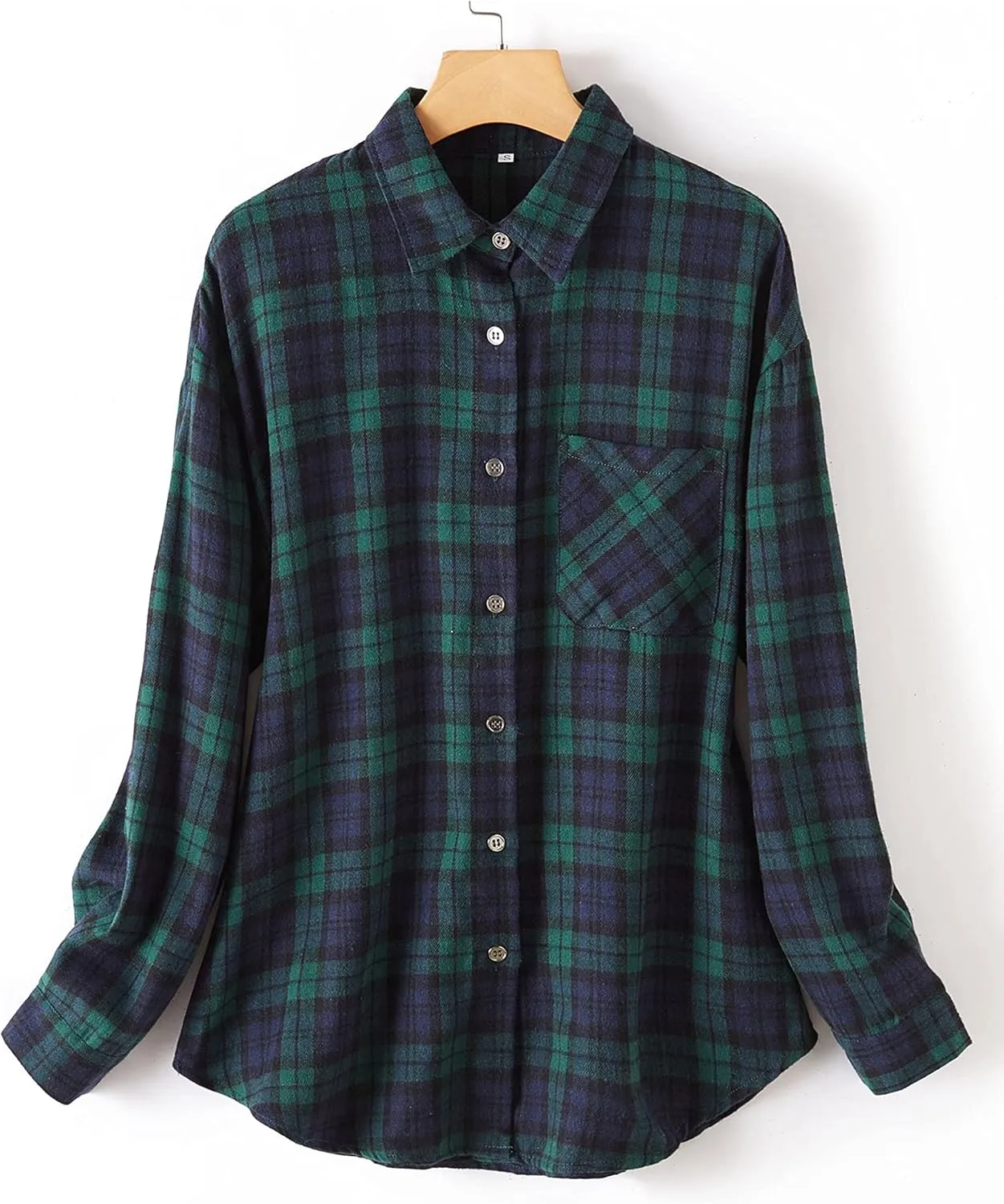 Bozanly Womens Flannel Plaid Shirts Oversized Long Sleeve Button Down Shacket Blouse Tops