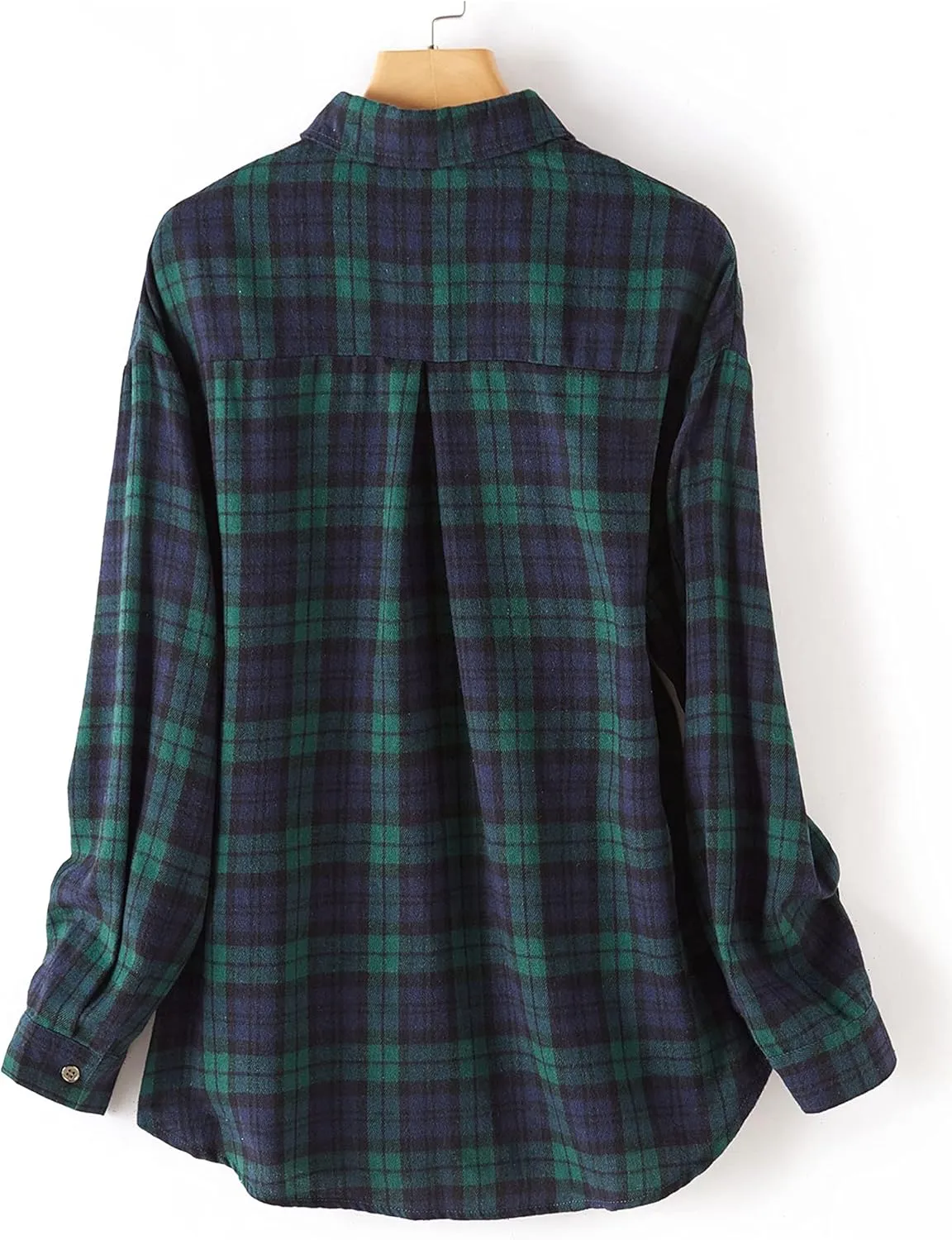 Bozanly Womens Flannel Plaid Shirts Oversized Long Sleeve Button Down Shacket Blouse Tops