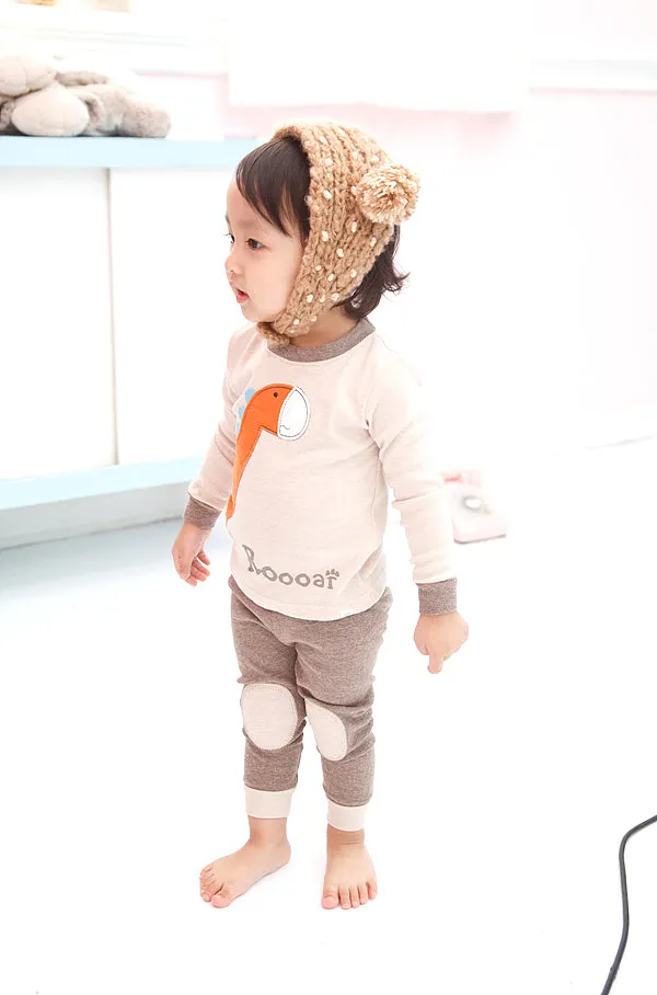 Brown Dino Long Sleeve Pajamas