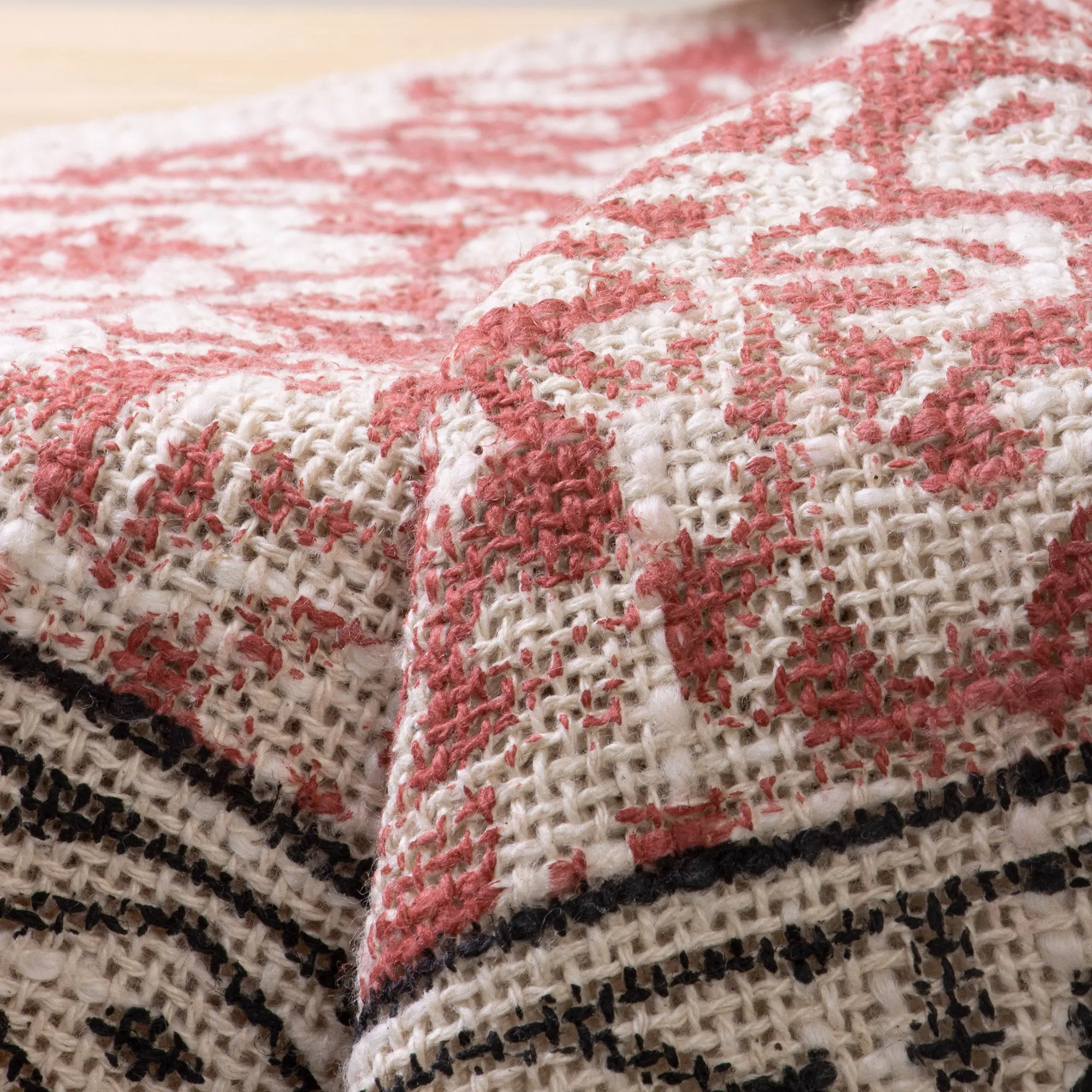 Brown Hand Block Floral Print Cotton 3 Seater Sofa Throws