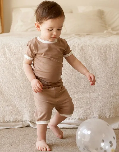 Brown Macaron Short Sleeve Pajamas