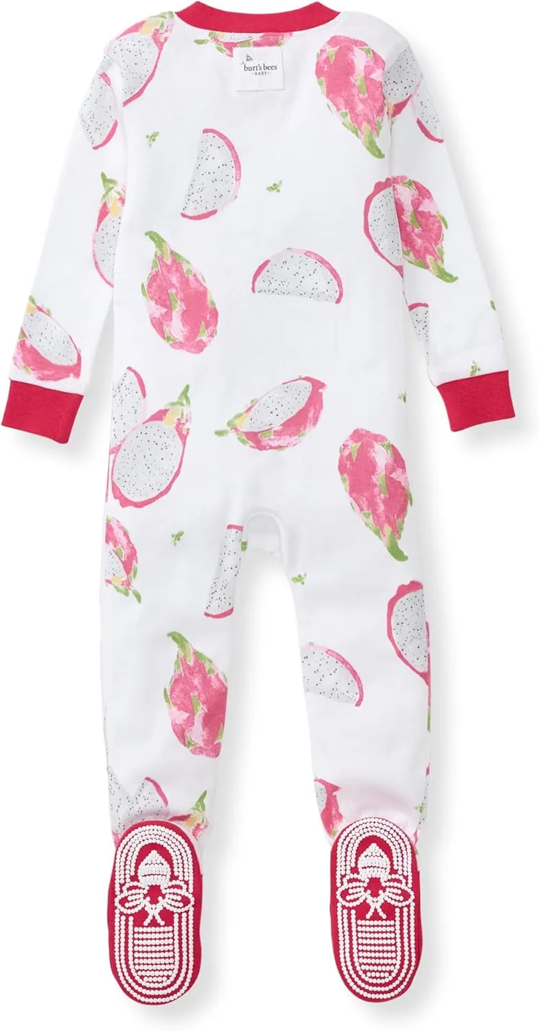 Burt's Bees Baby Girls' Snug Fit One-Piece Footed Non-Slip Sleeper Pajamas