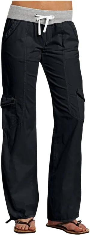 Cargo Yoga Pants for Women 2024 Fashion Wide Leg High Waisted Casual Drawstring Workout Y2K Pants with Pockets