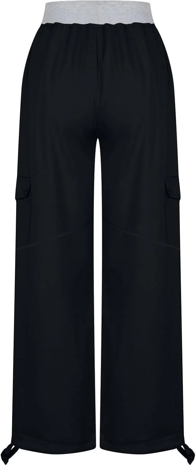 Cargo Yoga Pants for Women 2024 Fashion Wide Leg High Waisted Casual Drawstring Workout Y2K Pants with Pockets