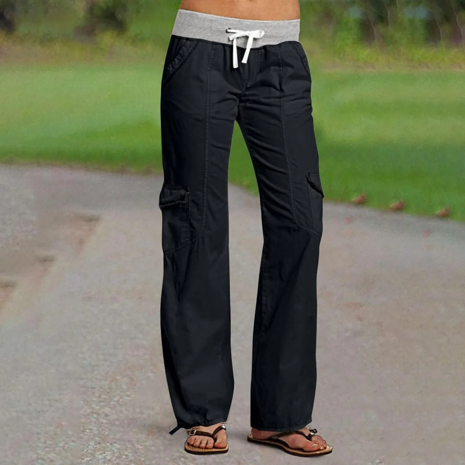 Cargo Yoga Pants for Women 2024 Fashion Wide Leg High Waisted Casual Drawstring Workout Y2K Pants with Pockets