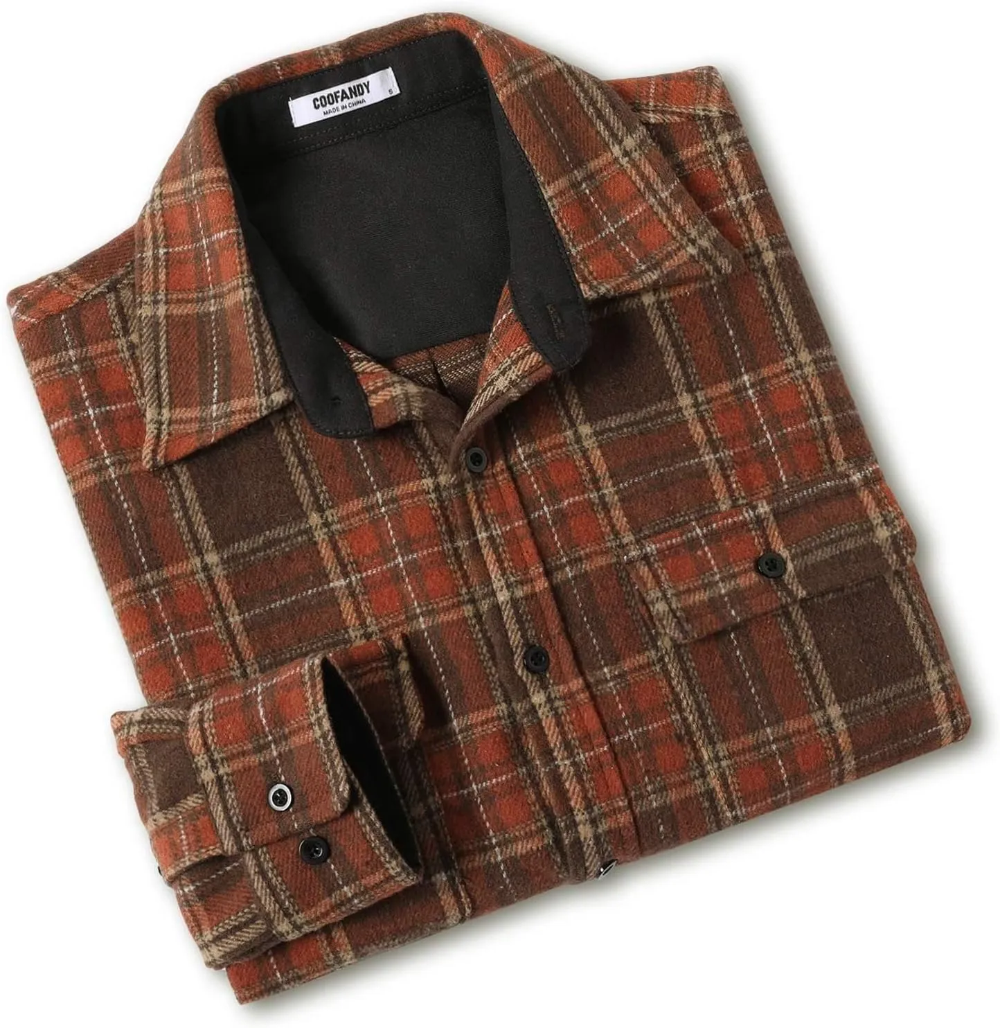 COOFANDY Men's Flannel Shirts Long Sleeve Cotton Plaid Shirt Jacket Casual Button Down Shirt with Pockets