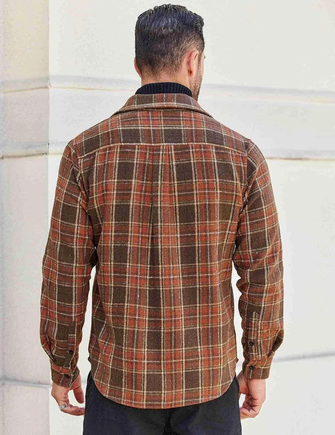 COOFANDY Men's Flannel Shirts Long Sleeve Cotton Plaid Shirt Jacket Casual Button Down Shirt with Pockets