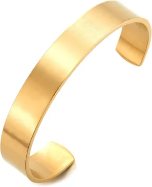 COOLSTEELANDBEYOND Stainless Steel Adjustable Cuff Bangle Bracelet for Men Women Minimalist