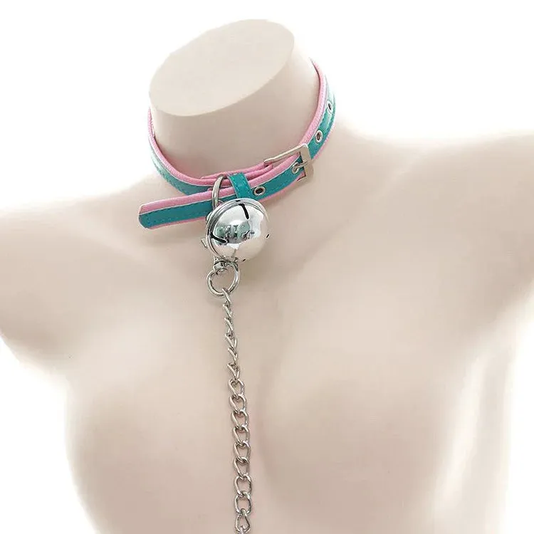 Cosplay Bell Leather Adjustable Choker Chain