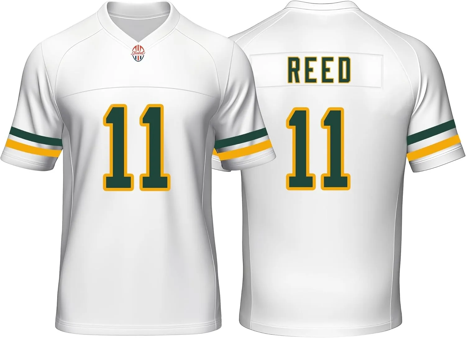 Custom Mens/Youth Football Stitched T-Shirt for Sports Fan Green/White No Brand/Logos